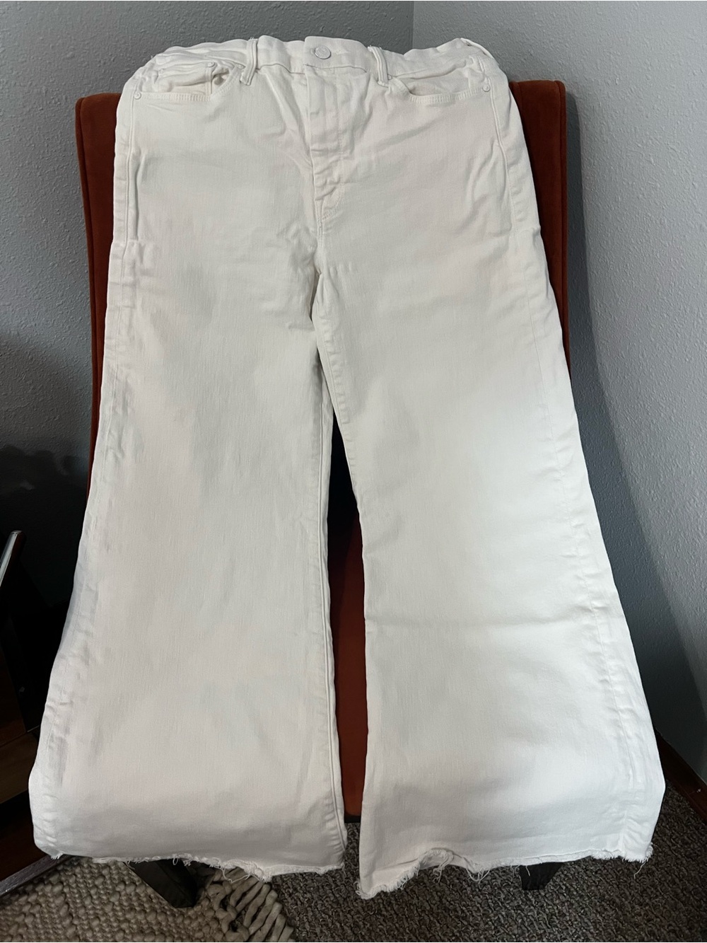 MOTHER White Wide-Leg Flare Jeans